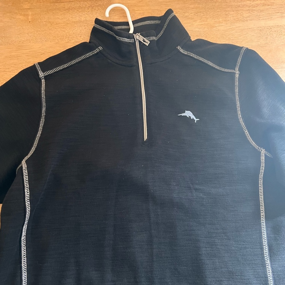 Tommy Bahama Sweater Men's Small Black Zone Quarter Zip Performance Supima - Picture 4 of 6
